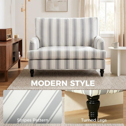 HOMCOM Velvet Single Sofa Armchair, Modern Accent Chair with Stripes, Turned Legs and Wide Seat, Grey Additional View 4