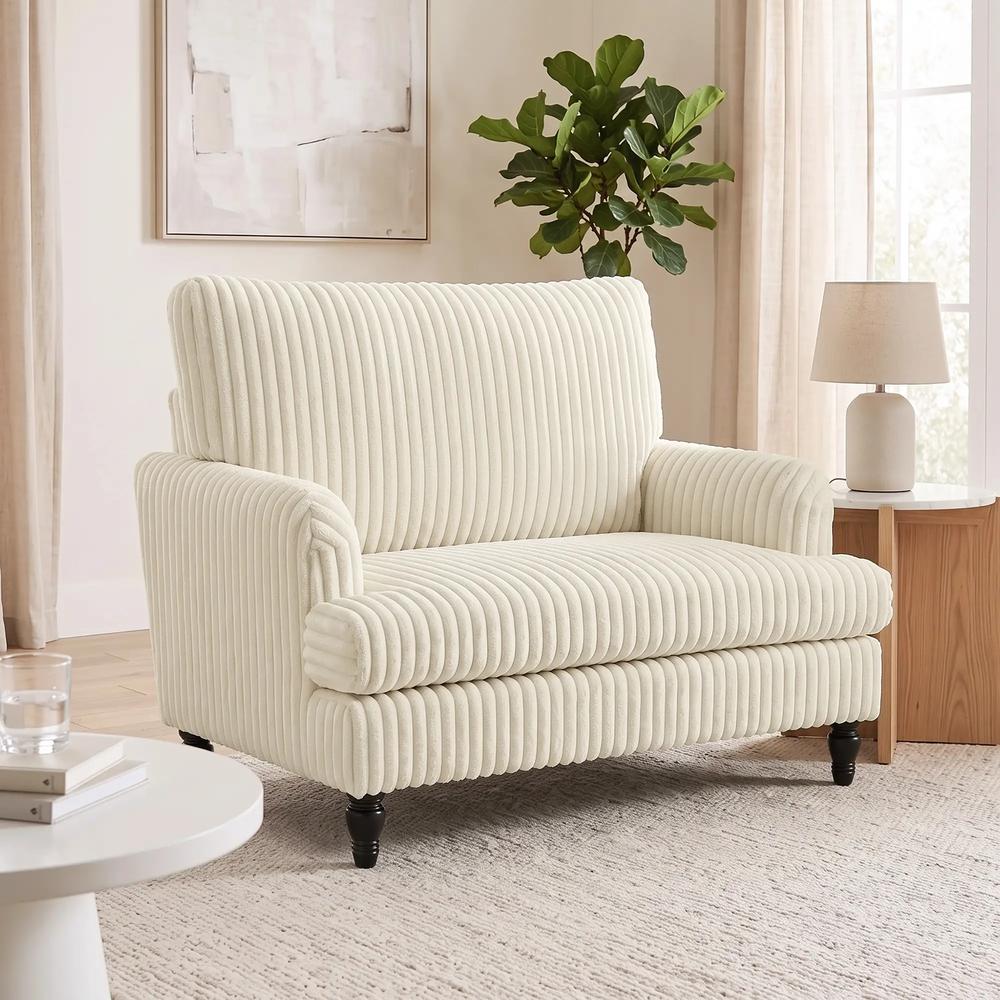HOMCOM Corduroy Single Sofa Armchair, Modern Accent Chair with Stripes, Turned Legs and Wide Seat Additional View 15
