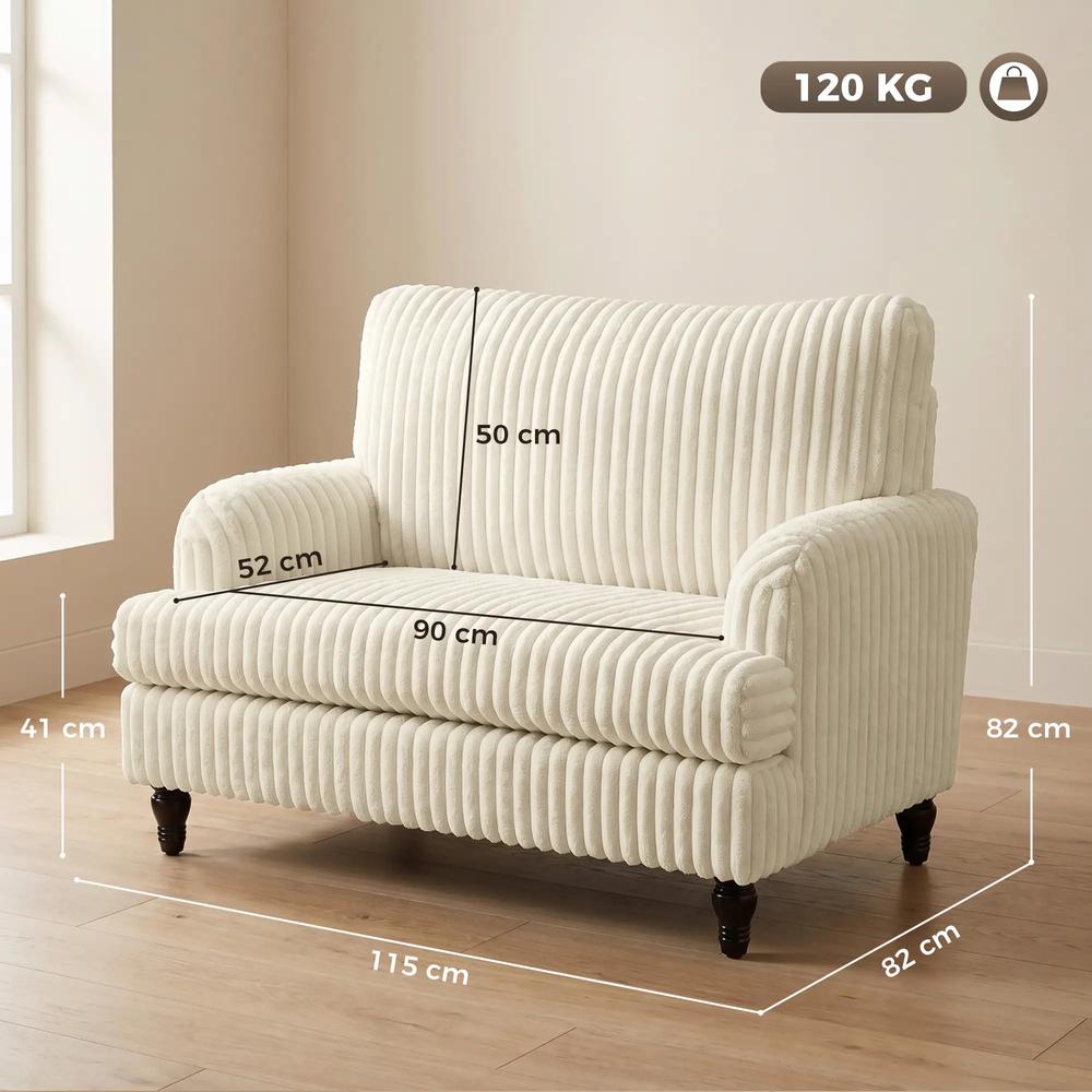 HOMCOM Corduroy Single Sofa Armchair, Modern Accent Chair with Stripes, Turned Legs and Wide Seat Additional View 16
