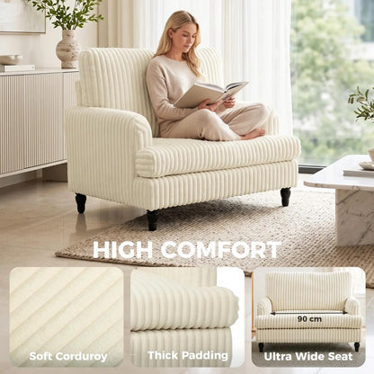 HOMCOM Corduroy Single Sofa Armchair, Modern Accent Chair with Stripes, Turned Legs and Wide Seat Additional View 17