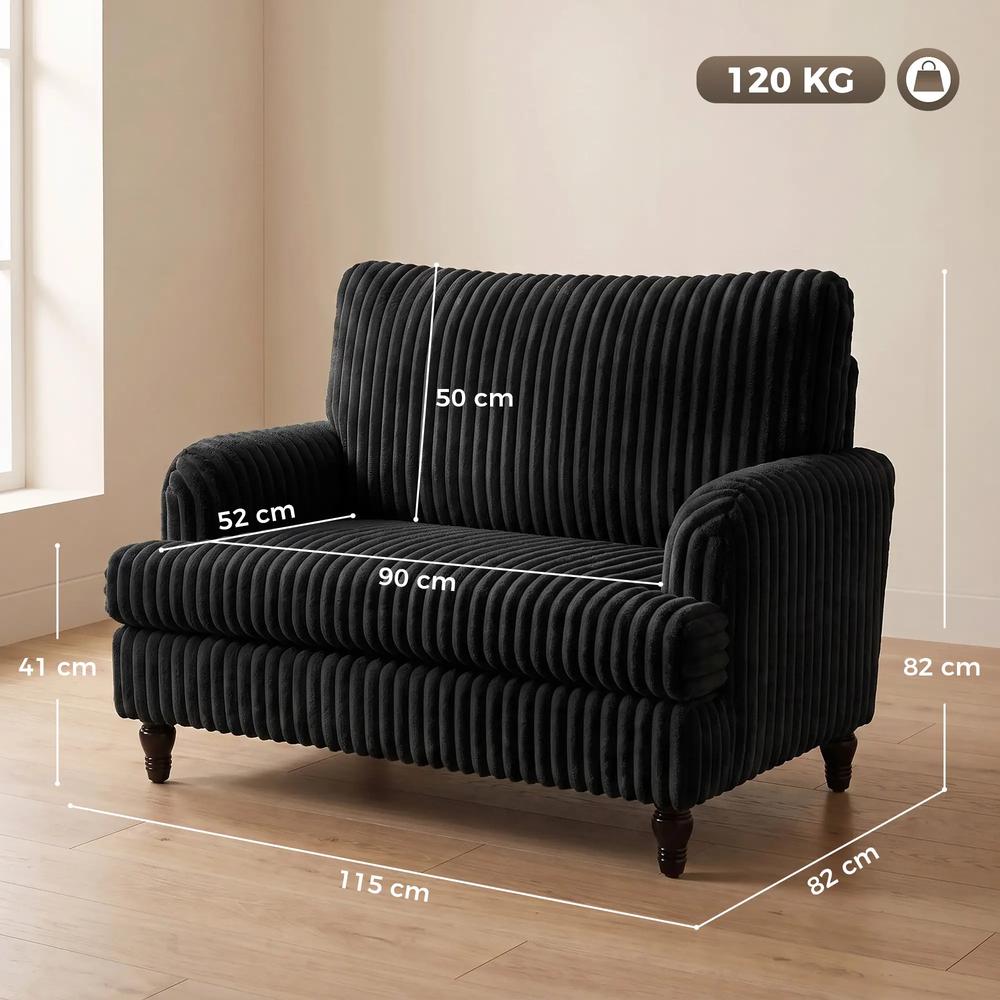 HOMCOM Corduroy Single Sofa Armchair, Modern Accent Chair with Stripes, Turned Legs and Wide Seat Additional View 3