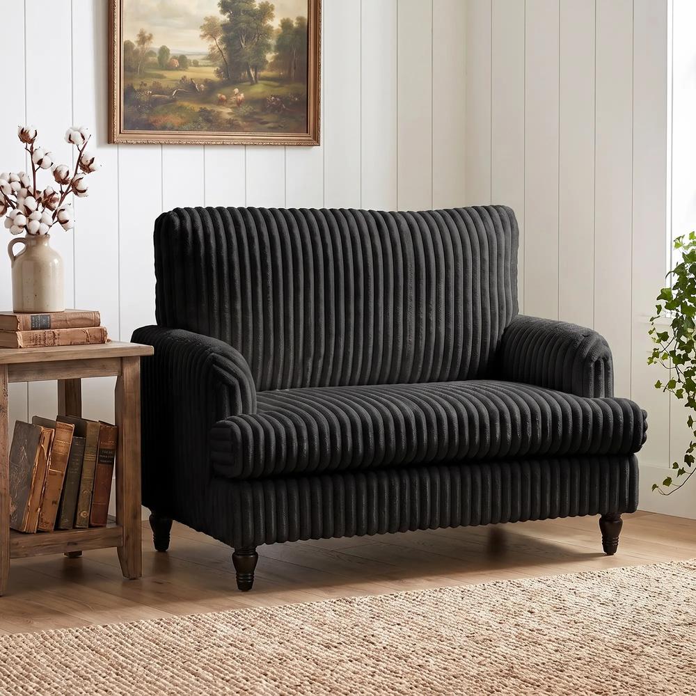 HOMCOM Corduroy Single Sofa Armchair, Modern Accent Chair with Stripes, Turned Legs and Wide Seat Additional View 7