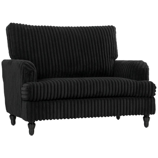 HOMCOM Corduroy Single Sofa Armchair, Modern Accent Chair with Stripes, Turned Legs and Wide Seat