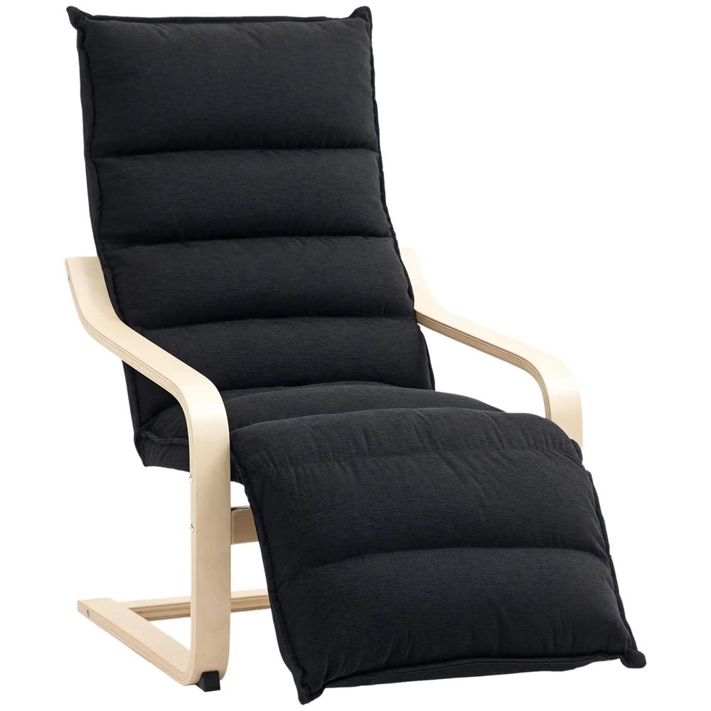 HOMCOM Curved Wooden Accent Chair, with Adjustable Footrest Additional View 12