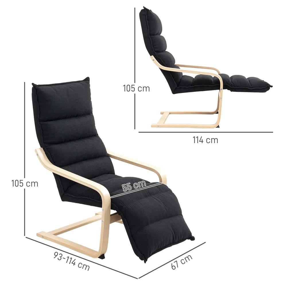 HOMCOM Curved Wooden Accent Chair, with Adjustable Footrest Additional View 14