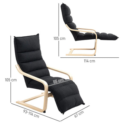HOMCOM Curved Wooden Accent Chair, with Adjustable Footrest Additional View 14