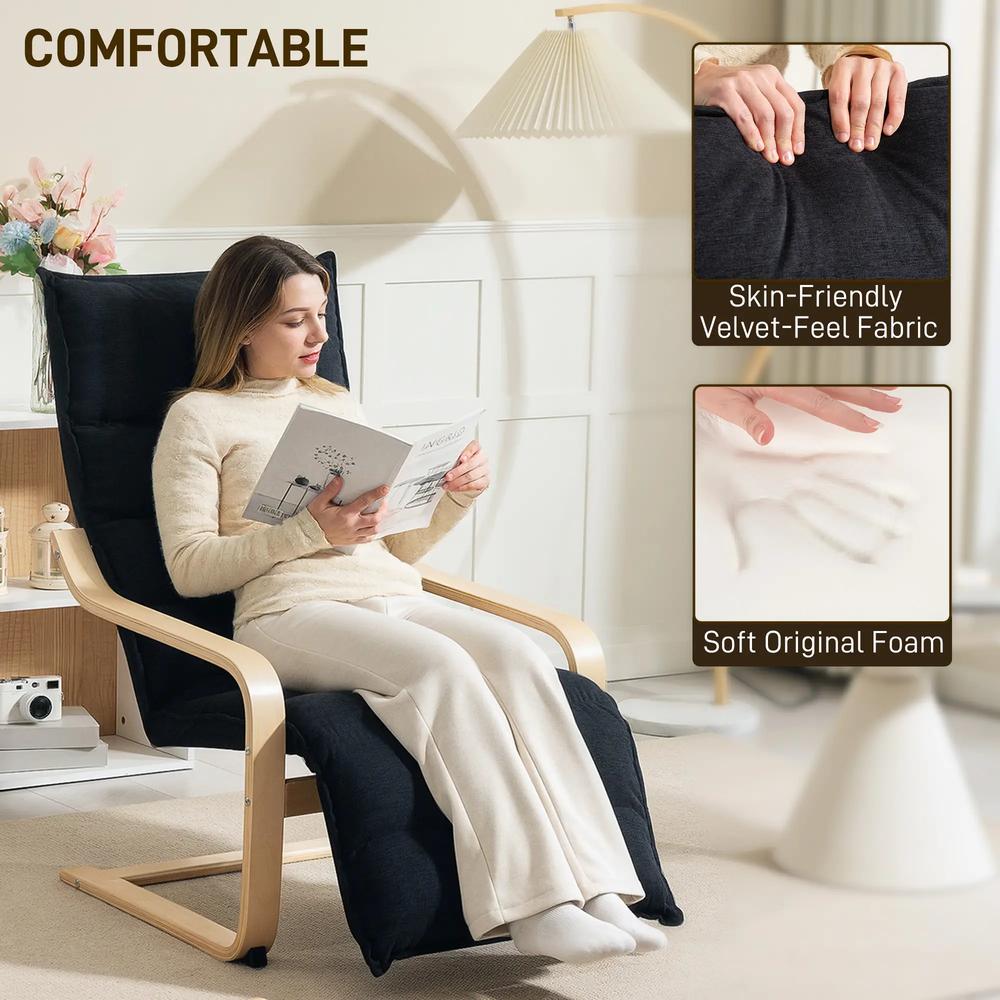 HOMCOM Curved Wooden Accent Chair, with Adjustable Footrest Additional View 15