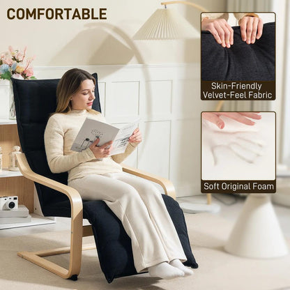 HOMCOM Curved Wooden Accent Chair, with Adjustable Footrest Additional View 15