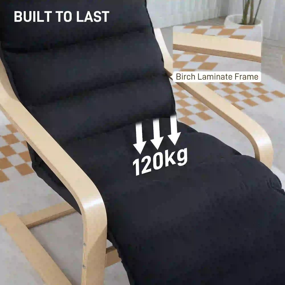 HOMCOM Curved Wooden Accent Chair, with Adjustable Footrest Additional View 18