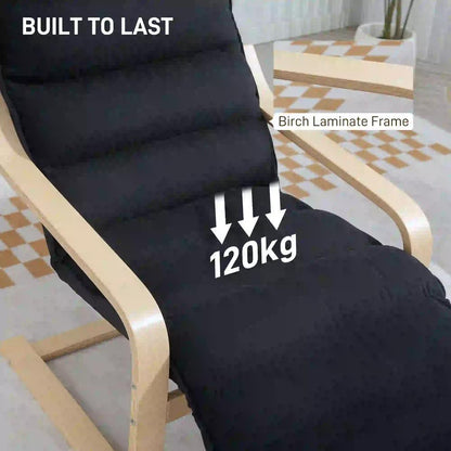 HOMCOM Curved Wooden Accent Chair, with Adjustable Footrest Additional View 18