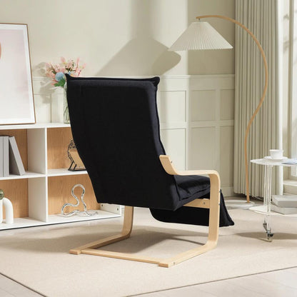 HOMCOM Curved Wooden Accent Chair, with Adjustable Footrest Additional View 19