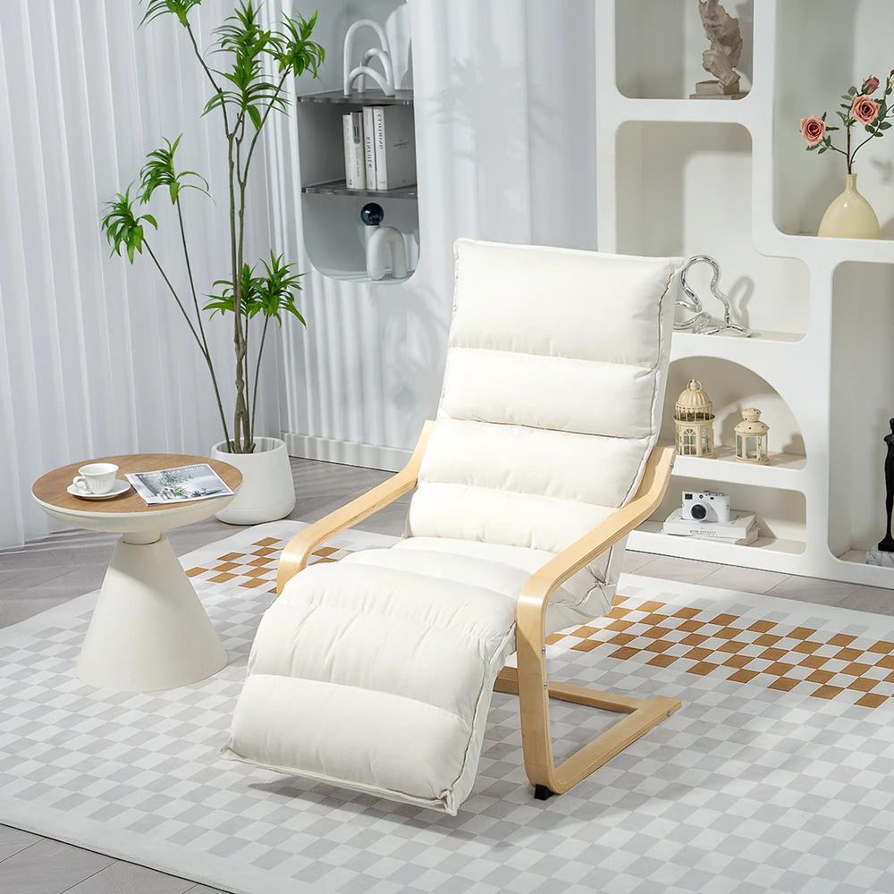 HOMCOM Curved Wooden Accent Chair, with Adjustable Footrest Additional View 2