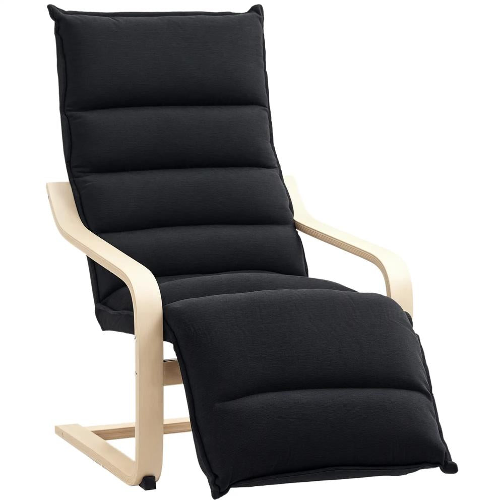 HOMCOM Curved Wooden Accent Chair, with Adjustable Footrest Additional View 21