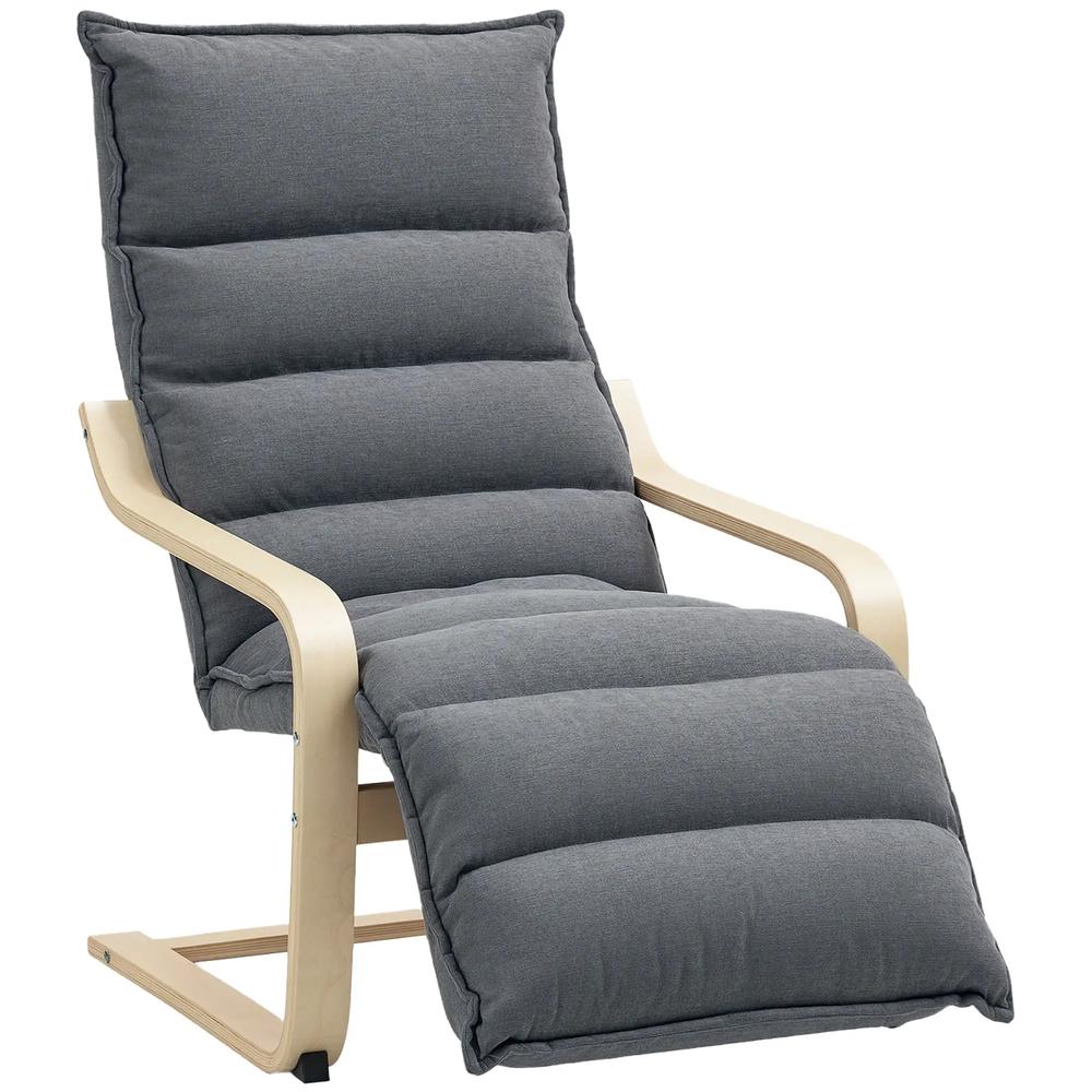 HOMCOM Curved Wooden Accent Chair, with Adjustable Footrest Additional View 23