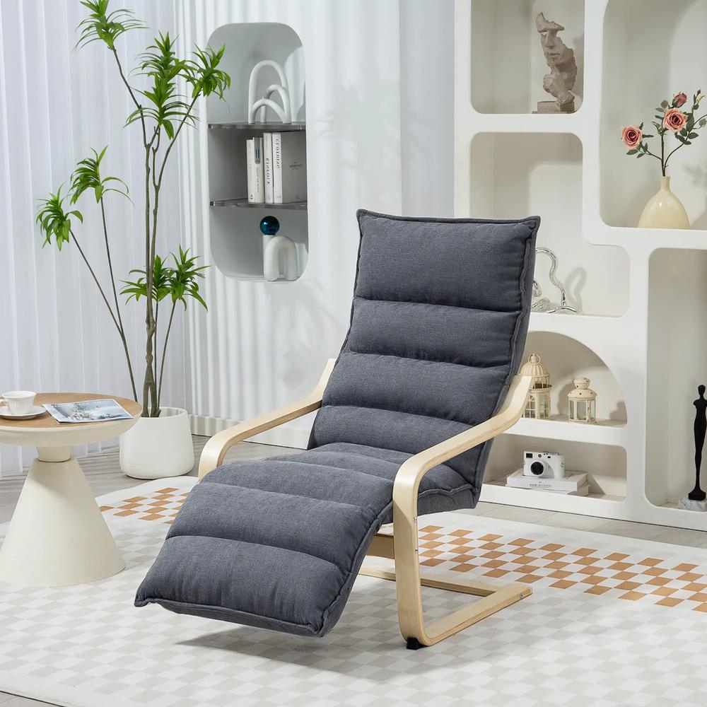 HOMCOM Curved Wooden Accent Chair, with Adjustable Footrest Additional View 24