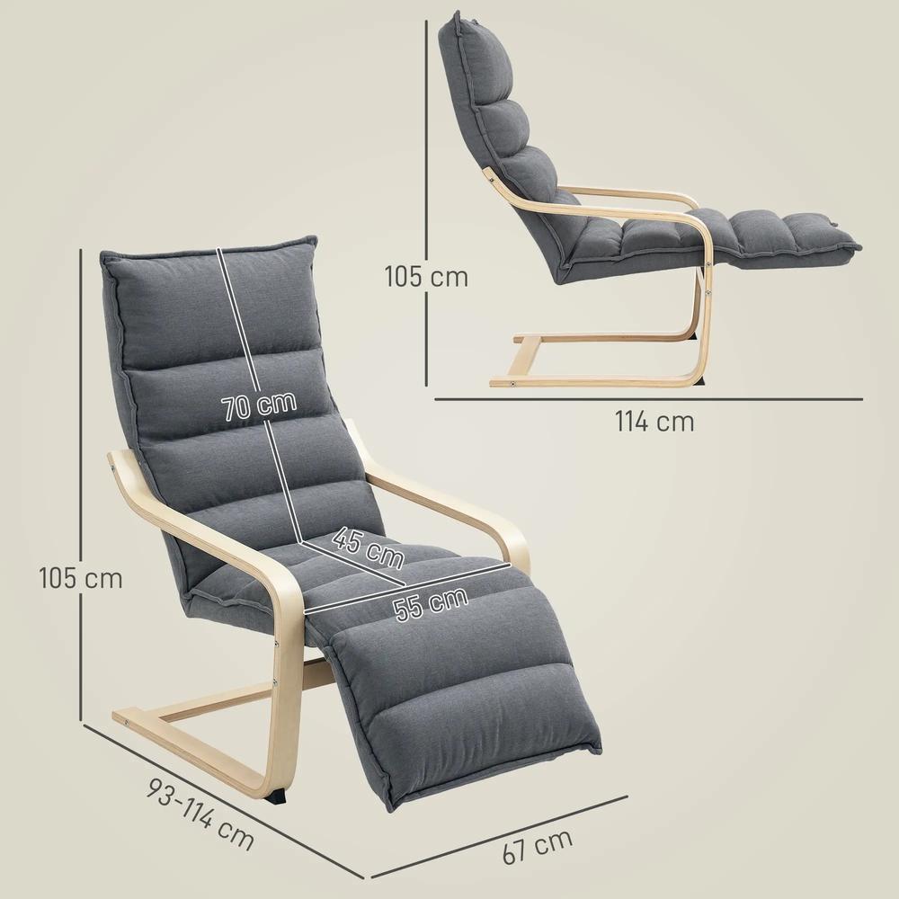 HOMCOM Curved Wooden Accent Chair, with Adjustable Footrest Additional View 25