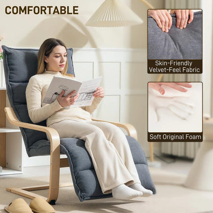 HOMCOM Curved Wooden Accent Chair, with Adjustable Footrest Additional View 26