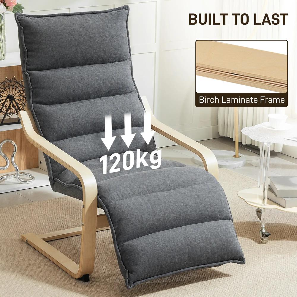 HOMCOM Curved Wooden Accent Chair, with Adjustable Footrest Additional View 29