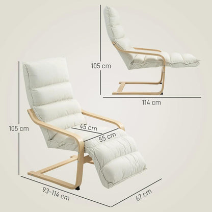 HOMCOM Curved Wooden Accent Chair, with Adjustable Footrest Additional View 3