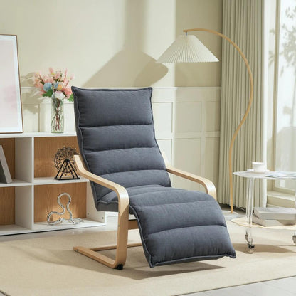 HOMCOM Curved Wooden Accent Chair, with Adjustable Footrest Additional View 32
