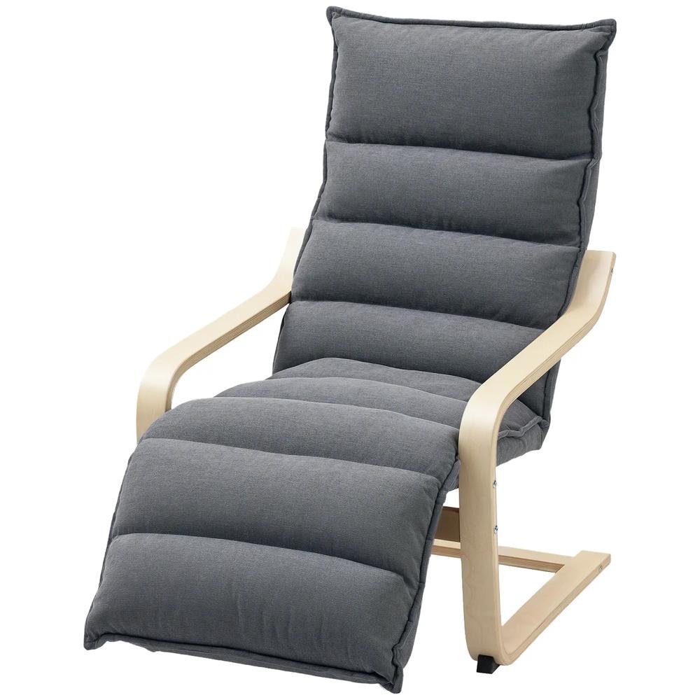 HOMCOM Curved Wooden Accent Chair, with Adjustable Footrest Additional View 33