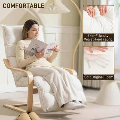 HOMCOM Curved Wooden Accent Chair, with Adjustable Footrest Additional View 4