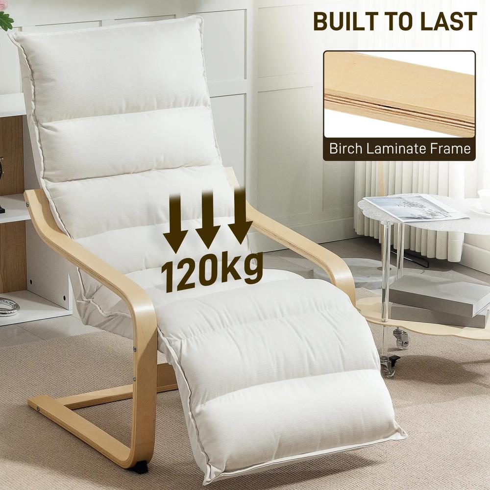 HOMCOM Curved Wooden Accent Chair, with Adjustable Footrest Additional View 7