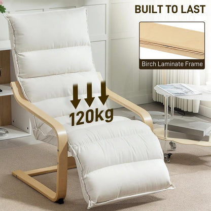 HOMCOM Curved Wooden Accent Chair, with Adjustable Footrest Additional View 7
