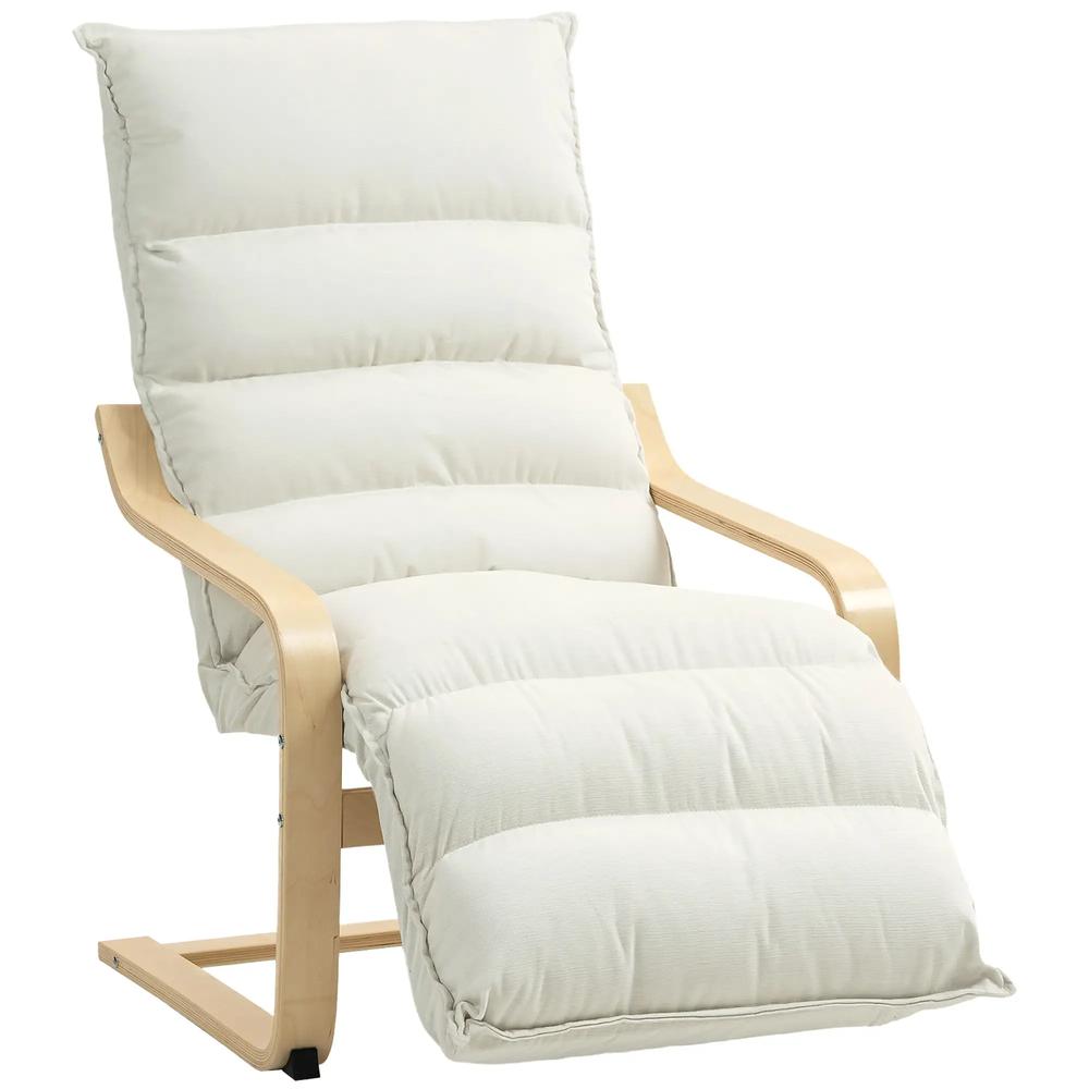 HOMCOM Curved Wooden Accent Chair, with Adjustable Footrest