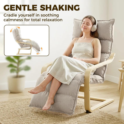 HOMCOM Curved Wooden Accent Chair, Armchair with Adjustable Footrest, Light Brown Additional View 6