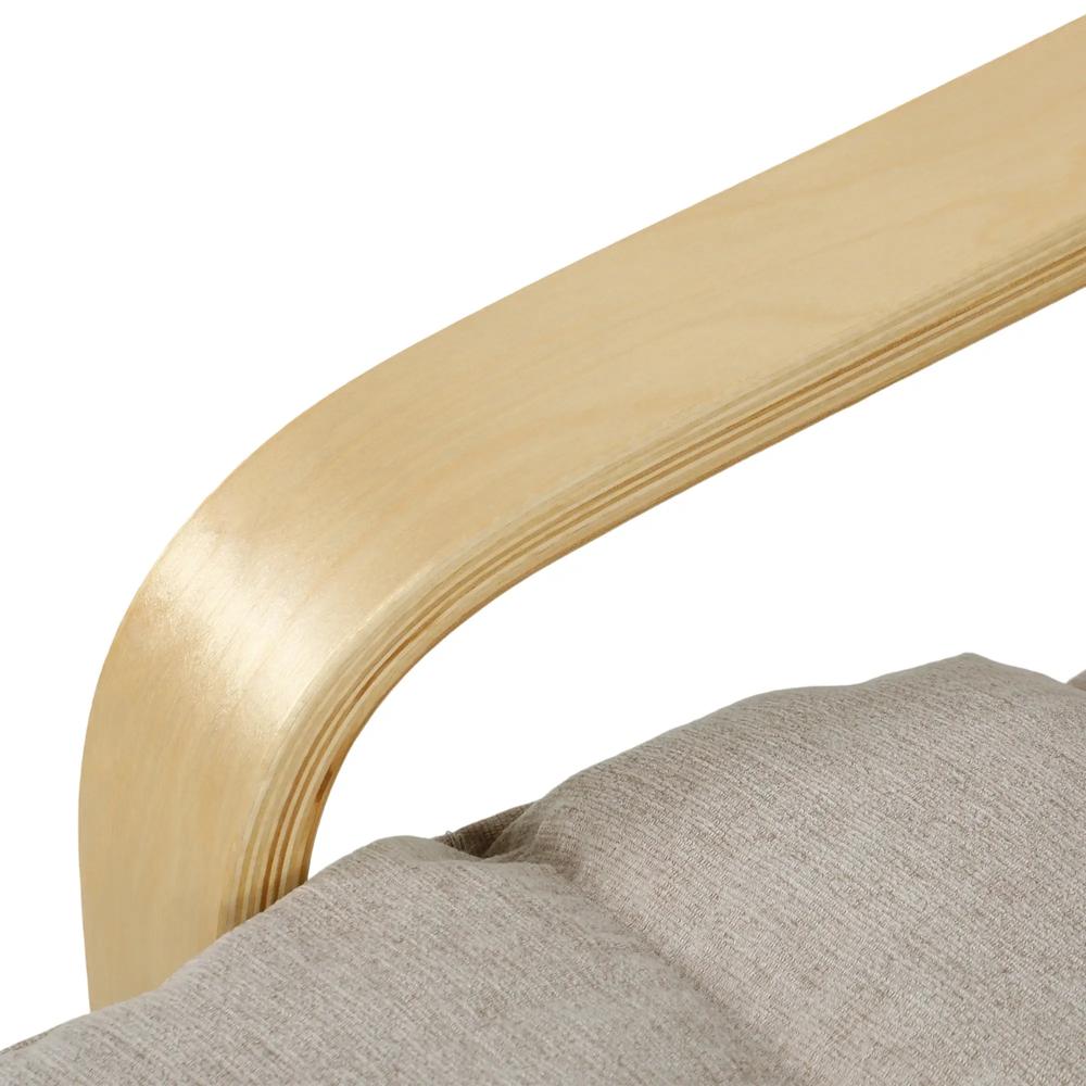 HOMCOM Curved Wooden Accent Chair, Armchair with Adjustable Footrest, Light Brown Additional View 10