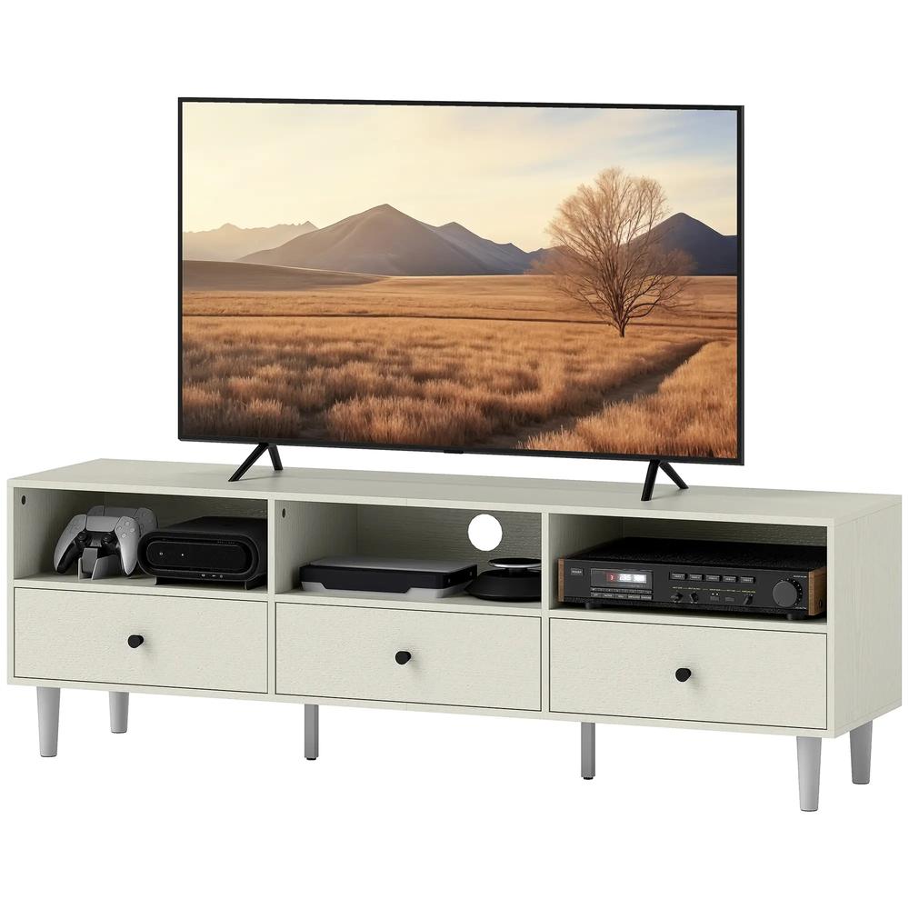 HOMCOM Multi-Storage Minimal TV Stand - Cream White Additional View 11
