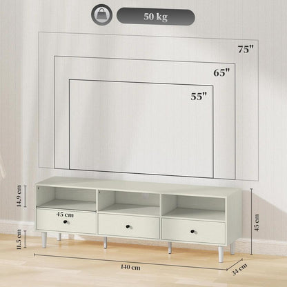 HOMCOM Multi-Storage Minimal TV Stand - Cream White Additional View 3