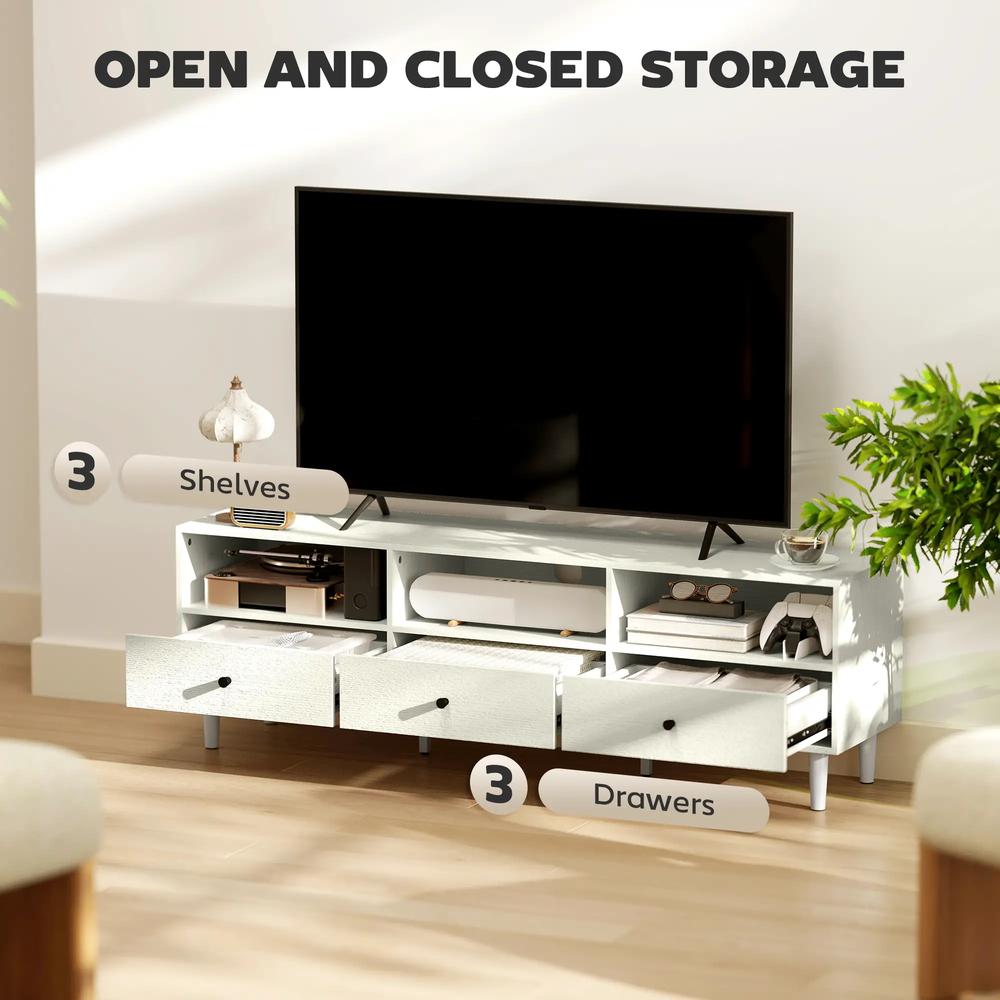HOMCOM Multi-Storage Minimal TV Stand - Cream White Additional View 4