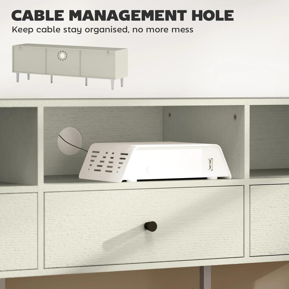 HOMCOM Multi-Storage Minimal TV Stand - Cream White Additional View 5