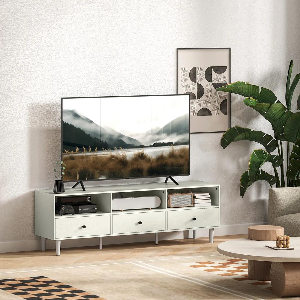 HOMCOM Multi-Storage Minimal TV Stand - Cream White Additional View 8