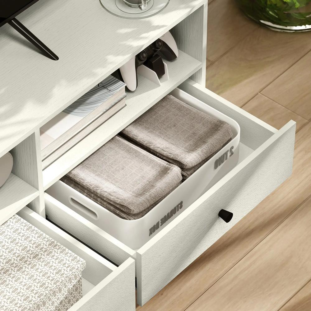 HOMCOM Multi-Storage Minimal TV Stand - Cream White Additional View 9