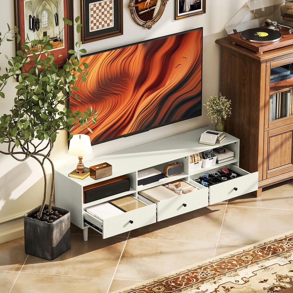 HOMCOM Multi-Storage Minimal TV Stand - Cream White Additional View 10