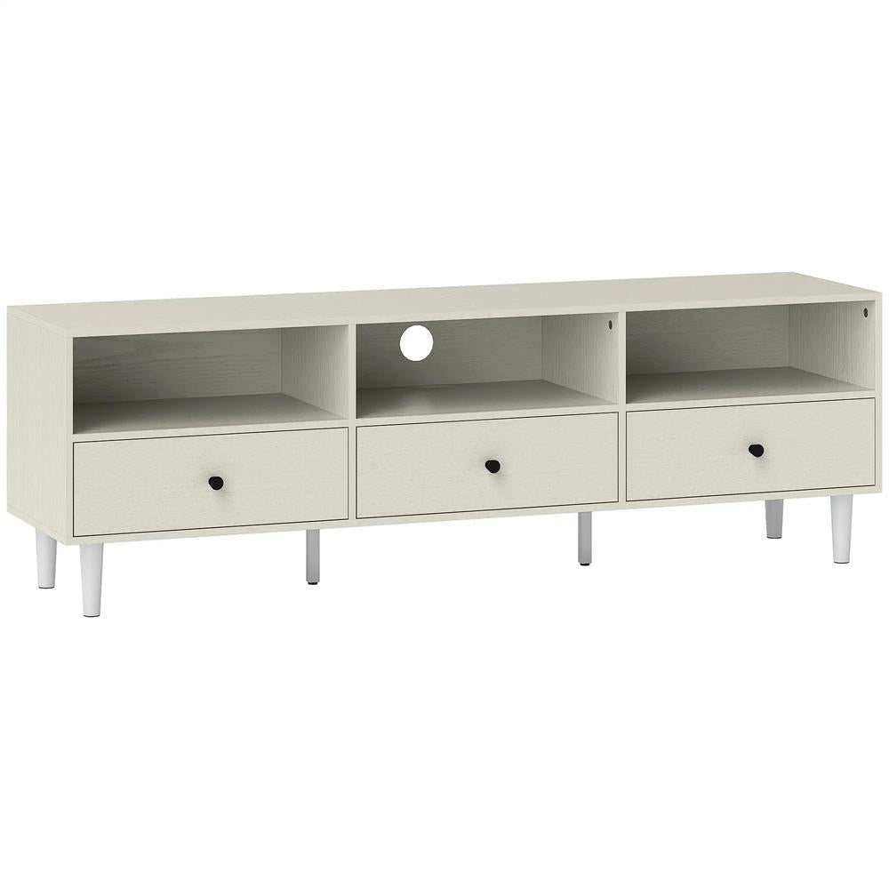 HOMCOM Multi-Storage Minimal TV Stand - Cream White
