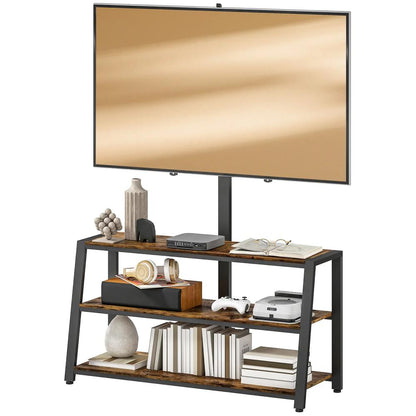 HOMCOM Industrial-Style TV Stand, with 35&deg; Swivel Bracket - Dark Brown Additional View 11