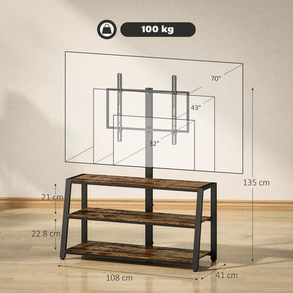 HOMCOM Industrial-Style TV Stand, with 35&deg; Swivel Bracket - Dark Brown Additional View 3