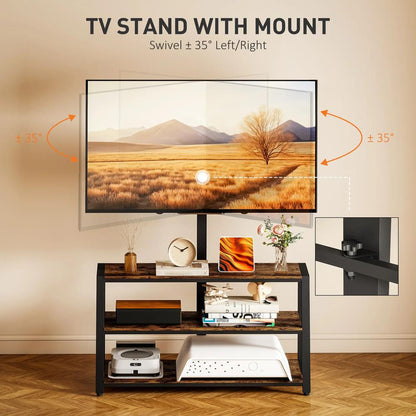 HOMCOM Industrial-Style TV Stand, with 35&deg; Swivel Bracket - Dark Brown Additional View 4