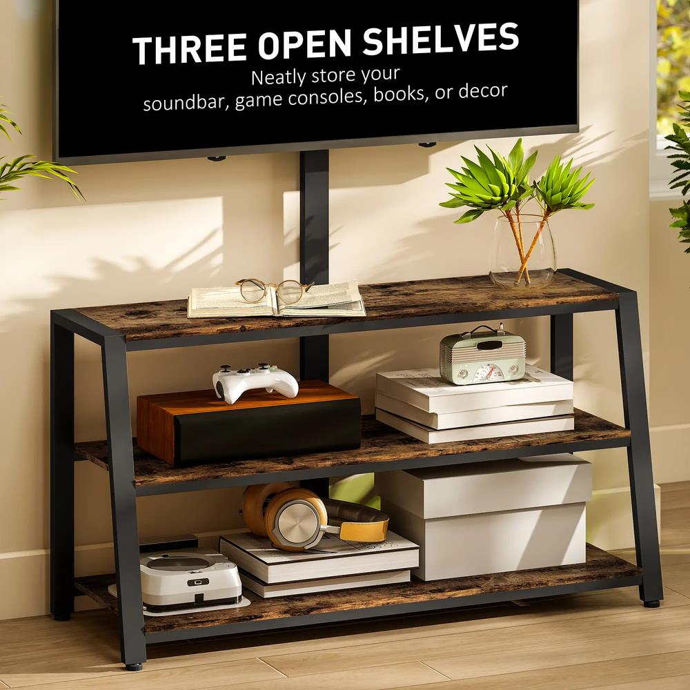 HOMCOM Industrial-Style TV Stand, with 35&deg; Swivel Bracket - Dark Brown Additional View 5