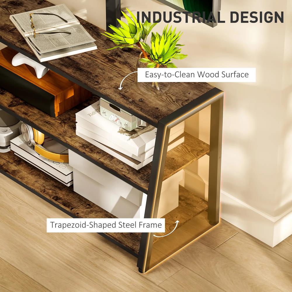 HOMCOM Industrial-Style TV Stand, with 35&deg; Swivel Bracket - Dark Brown Additional View 6