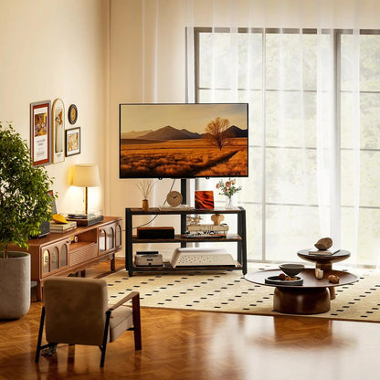 HOMCOM Industrial-Style TV Stand, with 35&deg; Swivel Bracket - Dark Brown Additional View 8