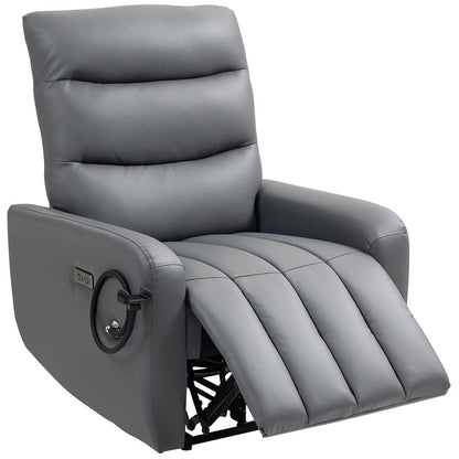 HOMCOM Electric Recliner Armchair with USB + Type C Charge Port, Phone Holder, PU Leather Reclining Chair with Adjustable Leg Rest, Recliner Chair for Home Living Room Theater Additional View 11