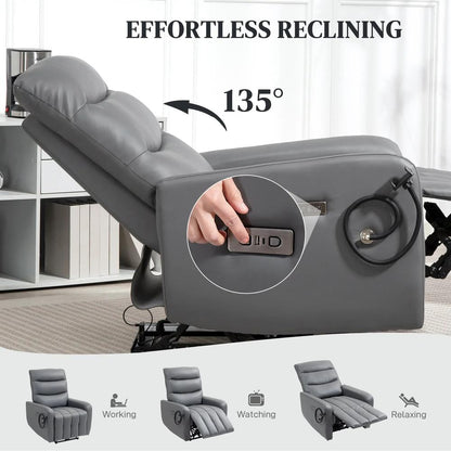 HOMCOM Electric Recliner Armchair with USB + Type C Charge Port, Phone Holder, PU Leather Reclining Chair with Adjustable Leg Rest, Recliner Chair for Home Living Room Theater Additional View 4