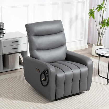 HOMCOM Electric Recliner Armchair with USB + Type C Charge Port, Phone Holder, PU Leather Reclining Chair with Adjustable Leg Rest, Recliner Chair for Home Living Room Theater Additional View 10