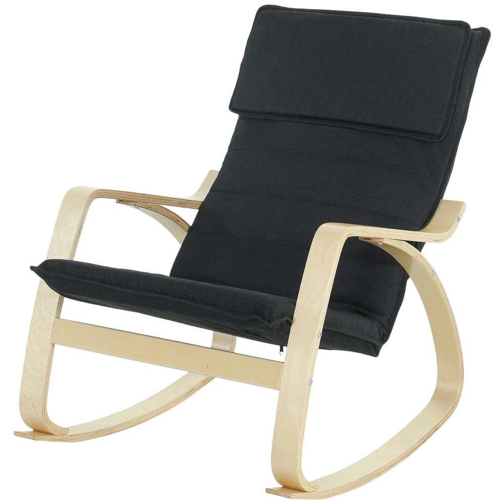 HOMCOM Lounge Chair, Comfortable Relax Rocking Chair with Headrest, 67W x 92D x 89H cm, Black Additional View 11