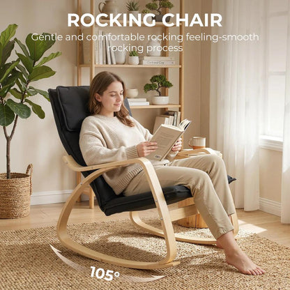 HOMCOM Lounge Chair, Comfortable Relax Rocking Chair with Headrest, 67W x 92D x 89H cm, Black Additional View 4